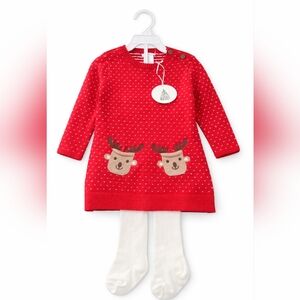 Kids Red Reindeer Knit Dress - Unbranded